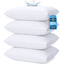 Pack of Beddora pillow protectors fitted over pillows, showing full‑coverage design for easy machine wash and long‑lasting pillow protection.