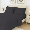 All-season ultra-soft microfiber 7-piece bedding set in neutral tones including comforter and matching linens.