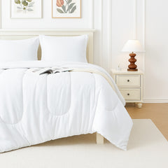 Queen size comforter set bundle with fitted sheet, flat sheet, pillowcases and decorative shams
