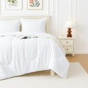 Queen size comforter set bundle with fitted sheet, flat sheet, pillowcases and decorative shams