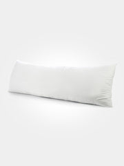 Long Beddora body pillow displayed flat to show its ergonomic design for side sleepers, pregnant users, or extra comfort throughout the night. 