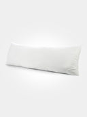 Long Beddora body pillow displayed flat to show its ergonomic design for side sleepers, pregnant users, or extra comfort throughout the night. 