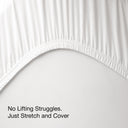 King‑size mattress with Beddora protector in a bedroom setup to show full mattress coverage.