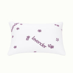 Rectangular lavender‑infused pillow displayed flat to highlight plush fill that contours to your shape. 