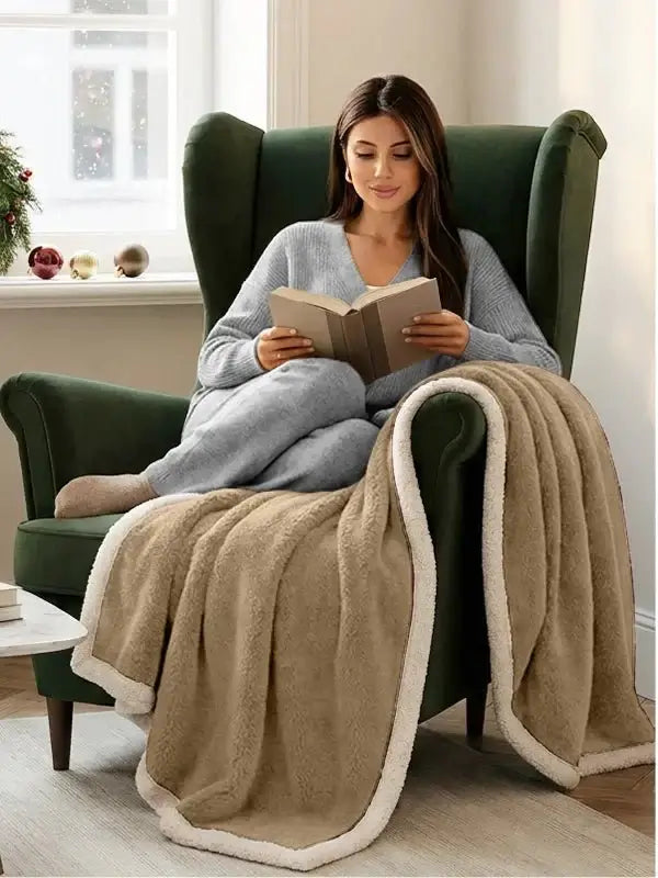 Reversible Beddora Sherpa Blanket showing soft smooth throw side and plush sherpa side for cozy comfort.