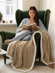 Reversible Beddora Sherpa Blanket showing soft smooth throw side and plush sherpa side for cozy comfort.