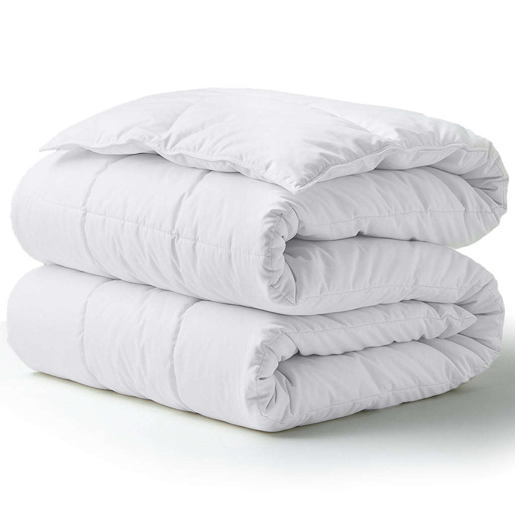 Beddora 1‑Piece Comforter Set in white, soft breathable cotton comforter with plush microfiber fill for all‑season coziness.