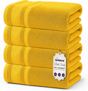 Beddora Premium Cotton Bath Towel Set – 27" x 54", 600 GSM, Soft, Absorbent & Quick-Drying – Pack of 12 – Yellow