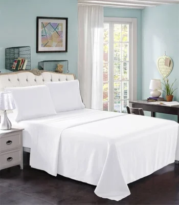 TC 85 - 100% Cotton Sheet Set- Twin - King- Queen - Full - white-color