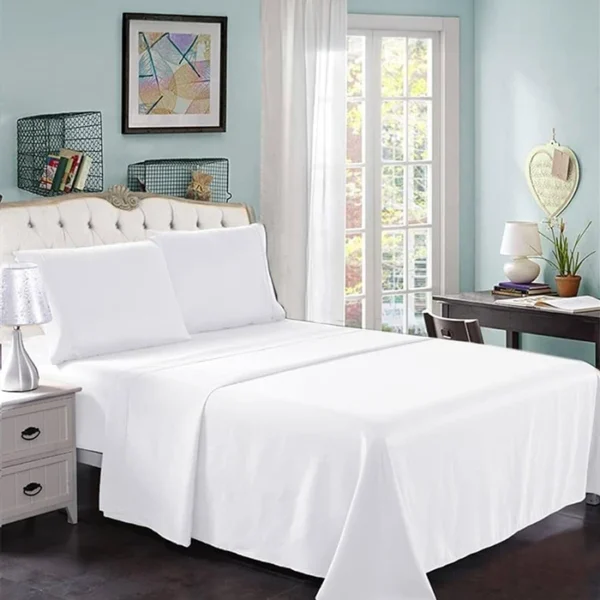 TC 85 - 100% Cotton Sheet Set- Twin - King- Queen - Full - white-color